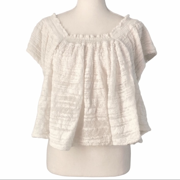 Free PEOPLE IVORY WHITE OFF THE SHOULDERS FRILLS & THRILLS BOHEMIAN TOP - Picture 2 of 7